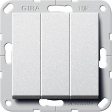 Переключатель трехклавишный Gira System 55 алюминий 283226
