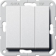 Выключатель трехклавишный Gira System 55 10A 250V алюминий 284426