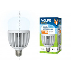 Лампа светодиодная с матовым рассеивателем Volpe LED-M80-30W/NW/E27/FR/S Материал корпуса термопластик. Цвет свечения белый. Серия Simple