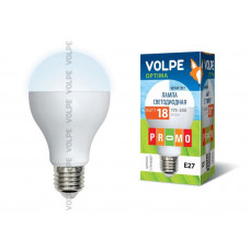 Лампа светодиодная Volpe LED-A65-18W/NW/E27/FR/O Форма A, матовая колба. Материал корпуса пластик. Цвет свечения белый. Серия Optima